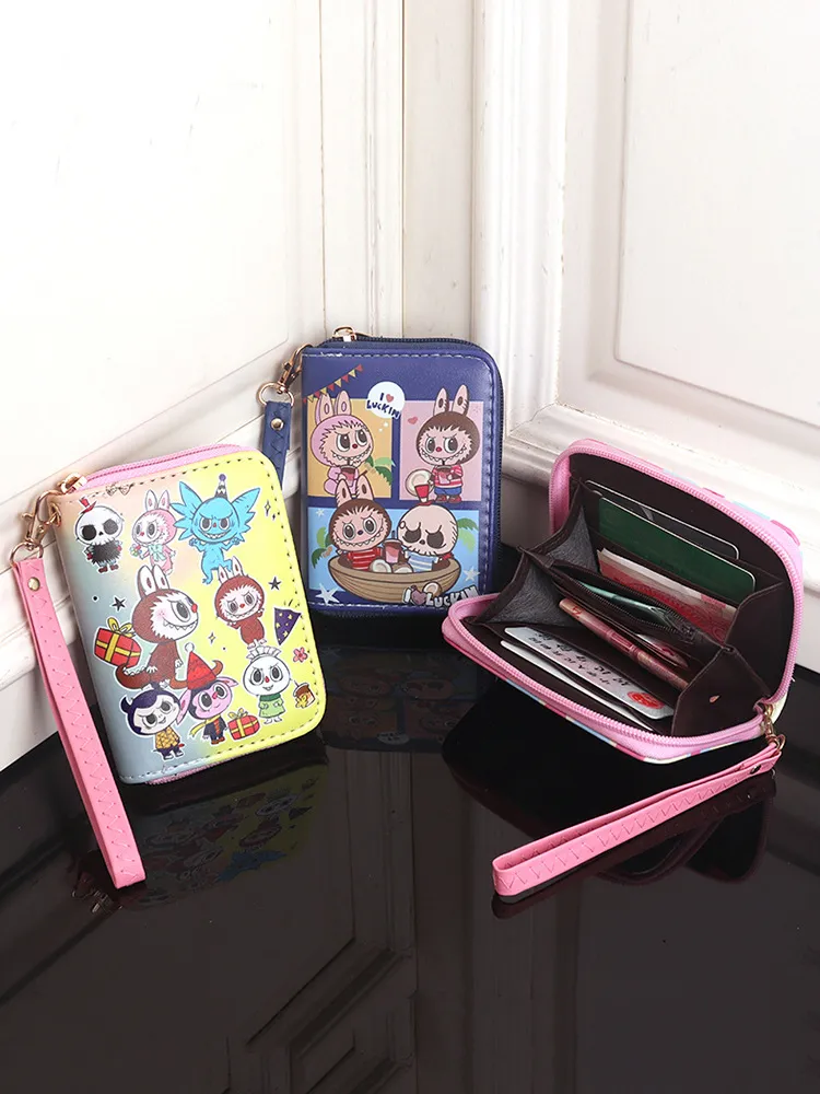 POP MART Labubu Wristlet Coin Purse for Kids & Adults – Cute The Monsters Plush Pouch with Keychain & Zipper, Portable Mini Storage Bag for Coins, Cards & Small Essentials